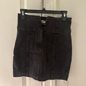 Free People Black Pencil Skirt with Tie Front